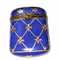 Dark Blue Tall Flat Limoges Box, a hand-painted Limoges porcelain gift
