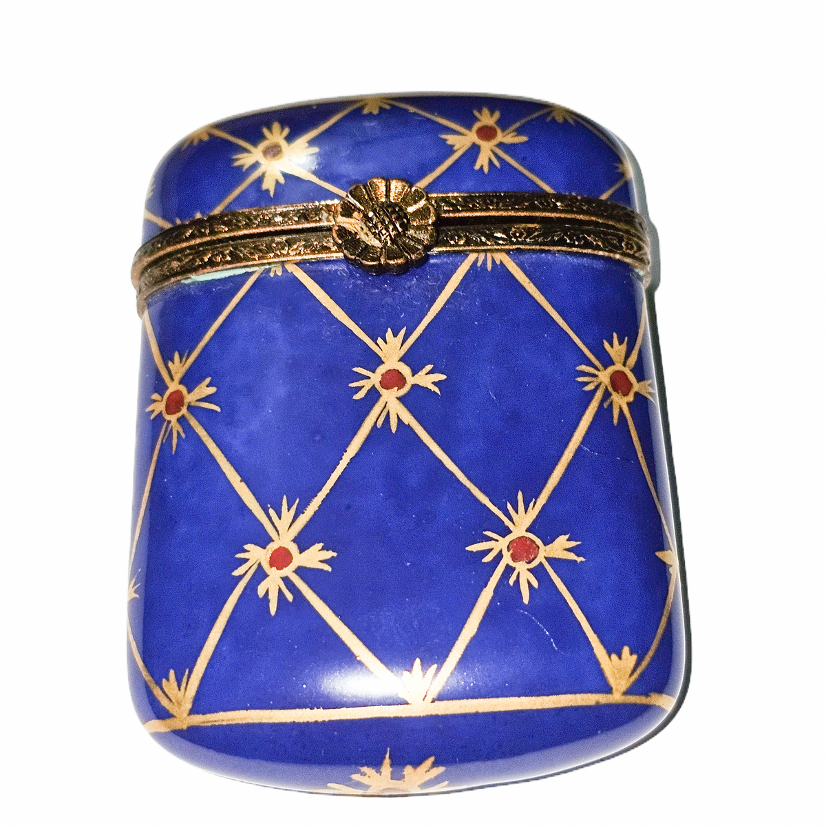 Dark Blue Tall Flat Limoges Box, a hand-painted Limoges porcelain gift