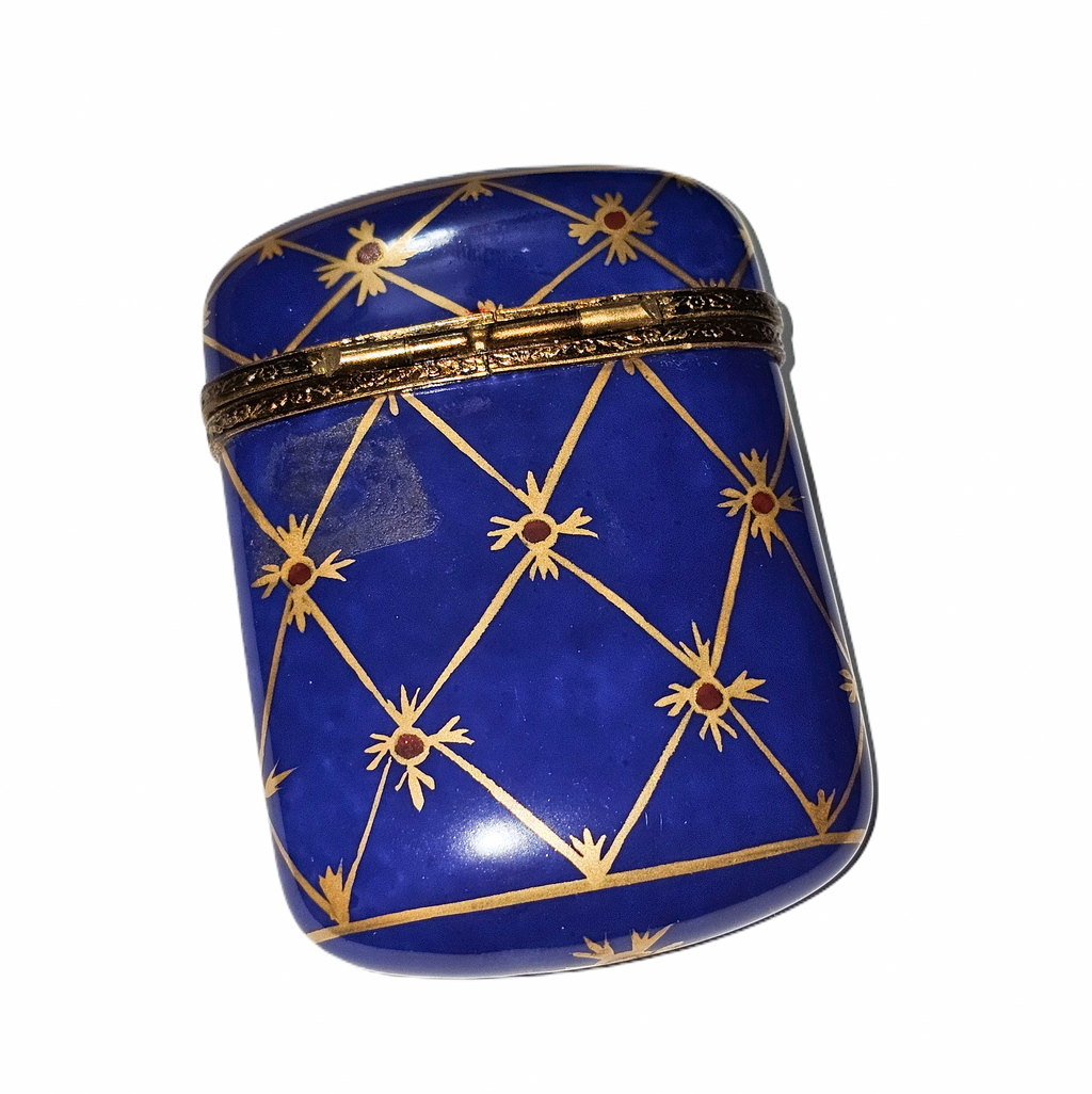Dark Blue Tall Flat Limoges Box, view 3