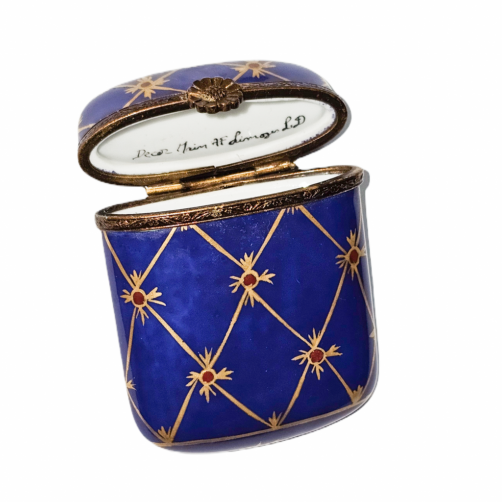 Dark Blue Tall Flat Limoges Box, view 2