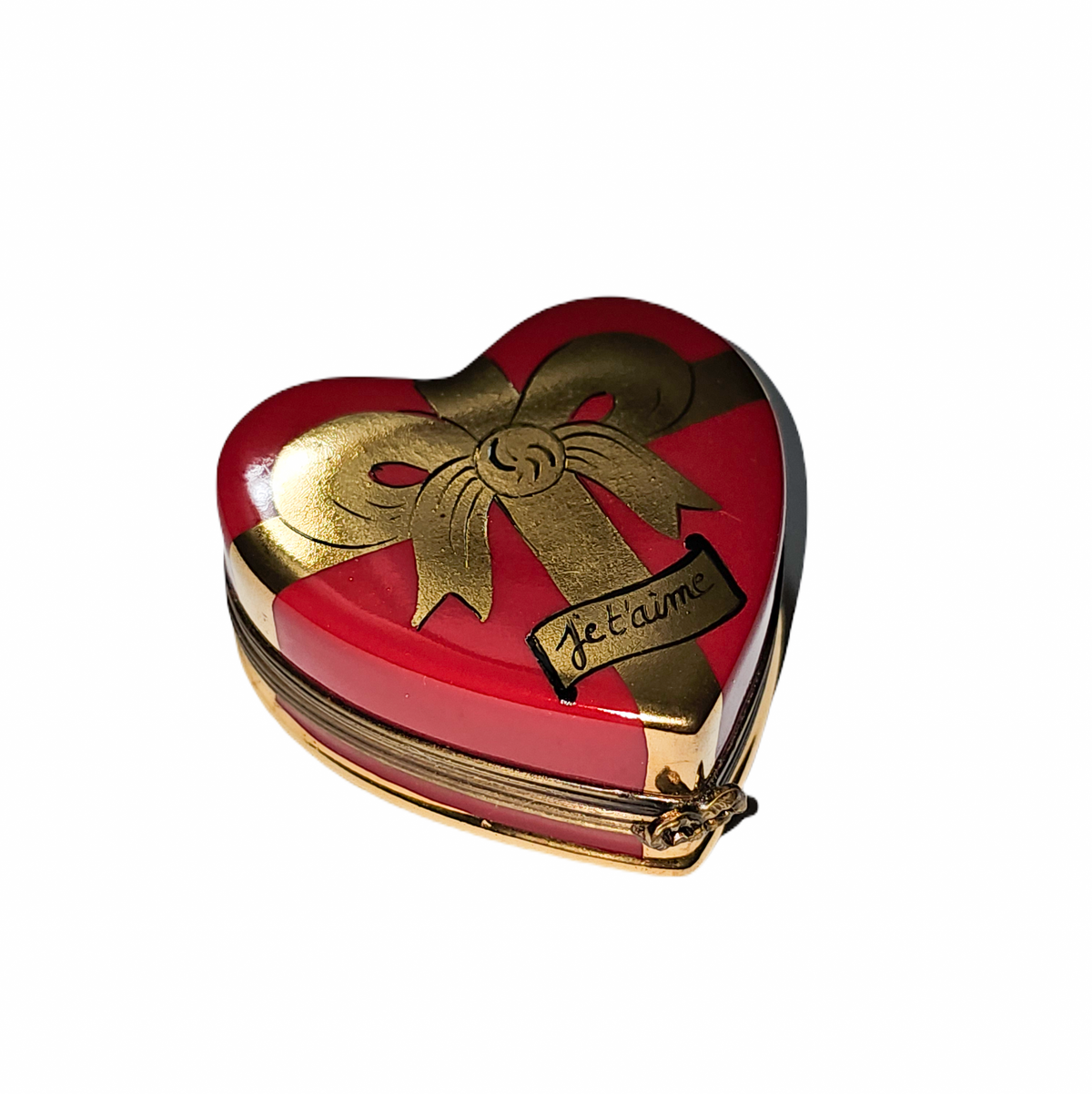 The painter's artistry shows on this Always Je T'aime Red Heart with Rose Limoges box