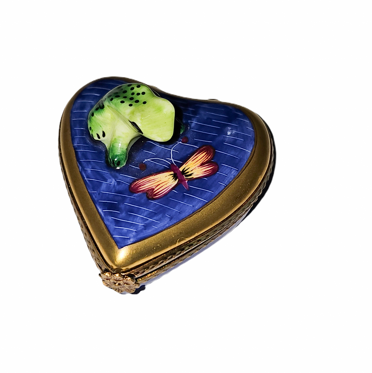Frog on Water Heart Limoges Box, view 5