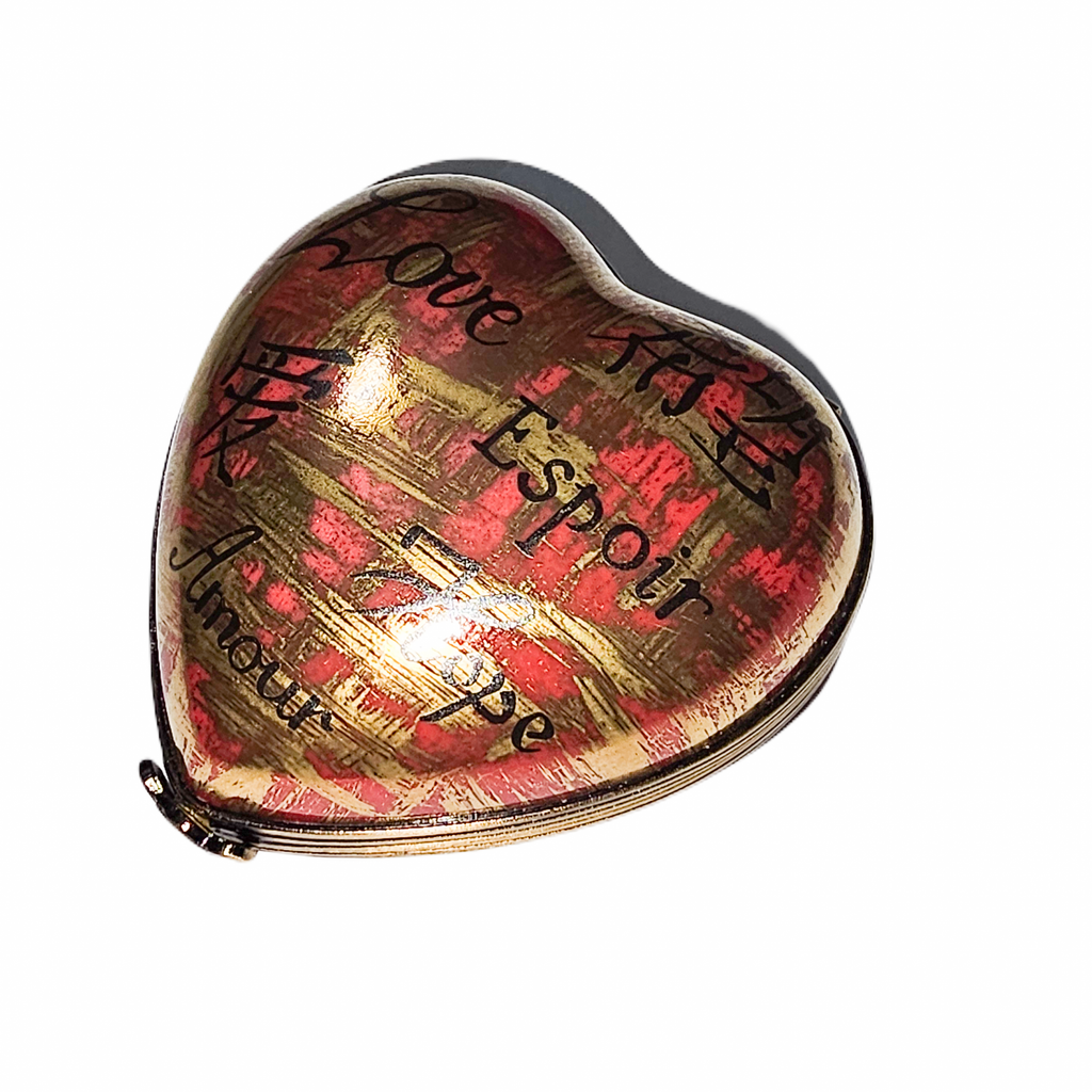 Red Gold Amour Love Porcelain Heart Box, view 3