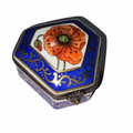 Hexa Blue with Orange Flower Limoges Box, a hand-painted Limoges porcelain gift