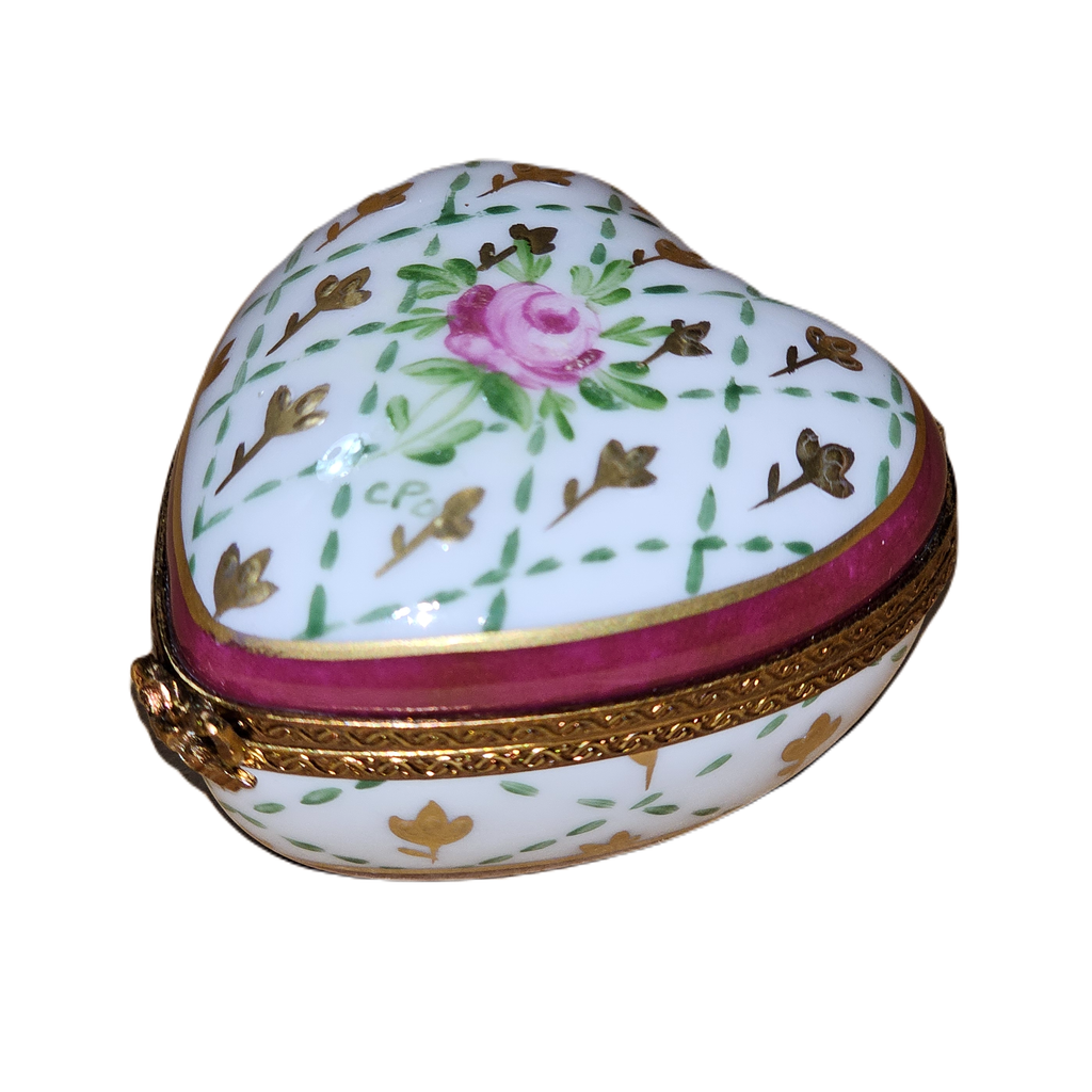 Red Heart with Gold and Rose Limoges Box, view 3