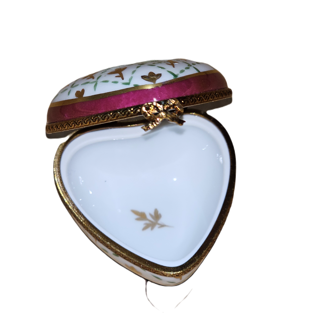 Red Heart with Gold and Rose Limoges Box, view 2