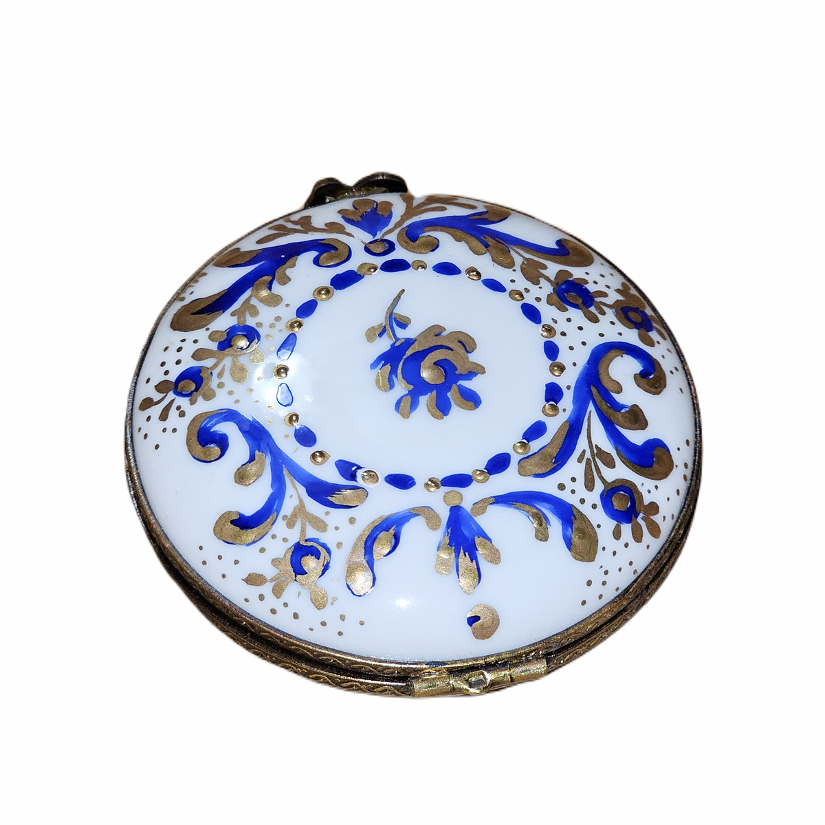 Blue Gold Spiral Round Limoges Box, view 3