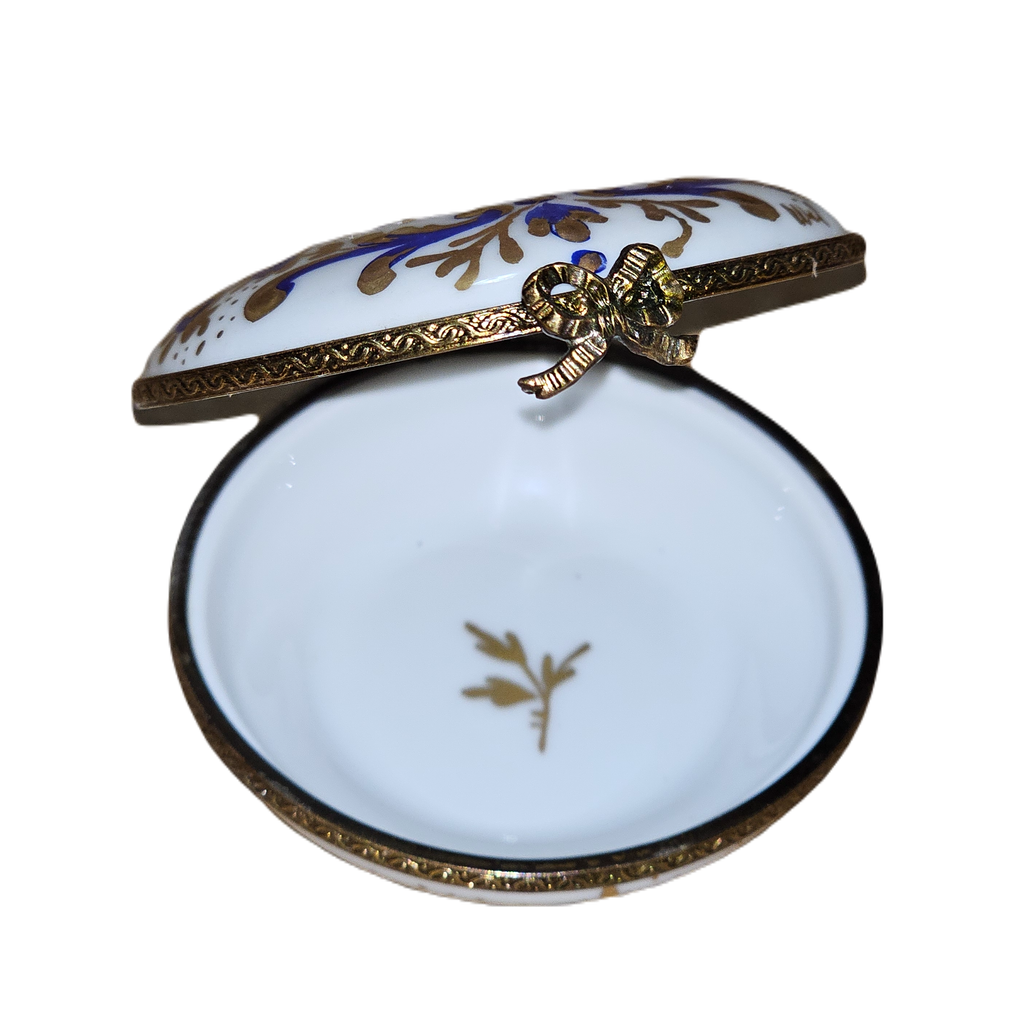 Blue Gold Spiral Round Limoges Box, view 2