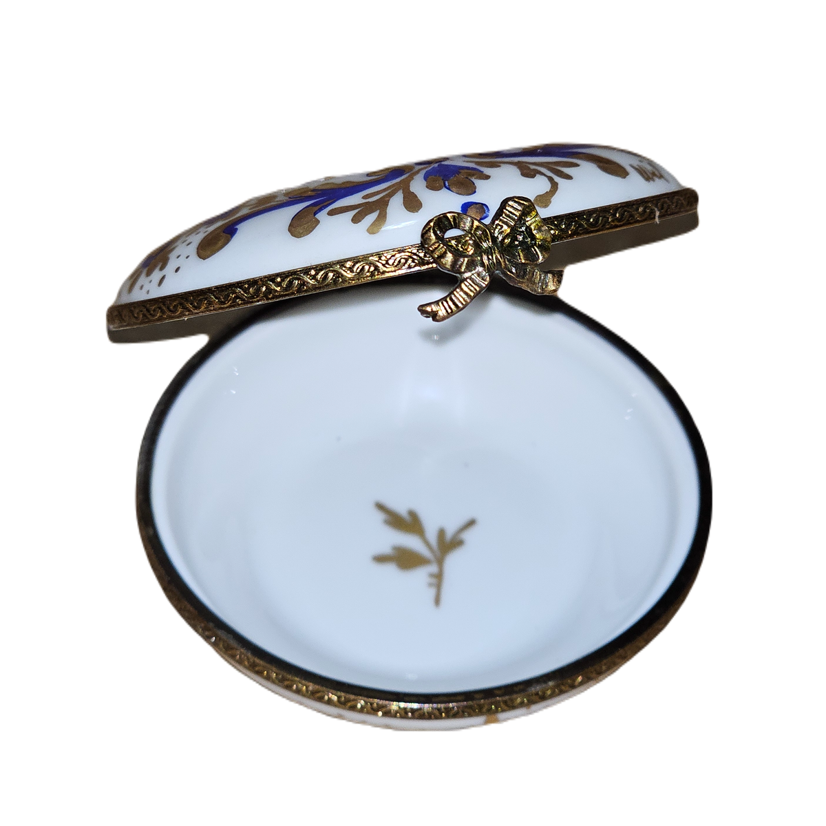 Blue Gold Spiral Round Limoges Box, view 2