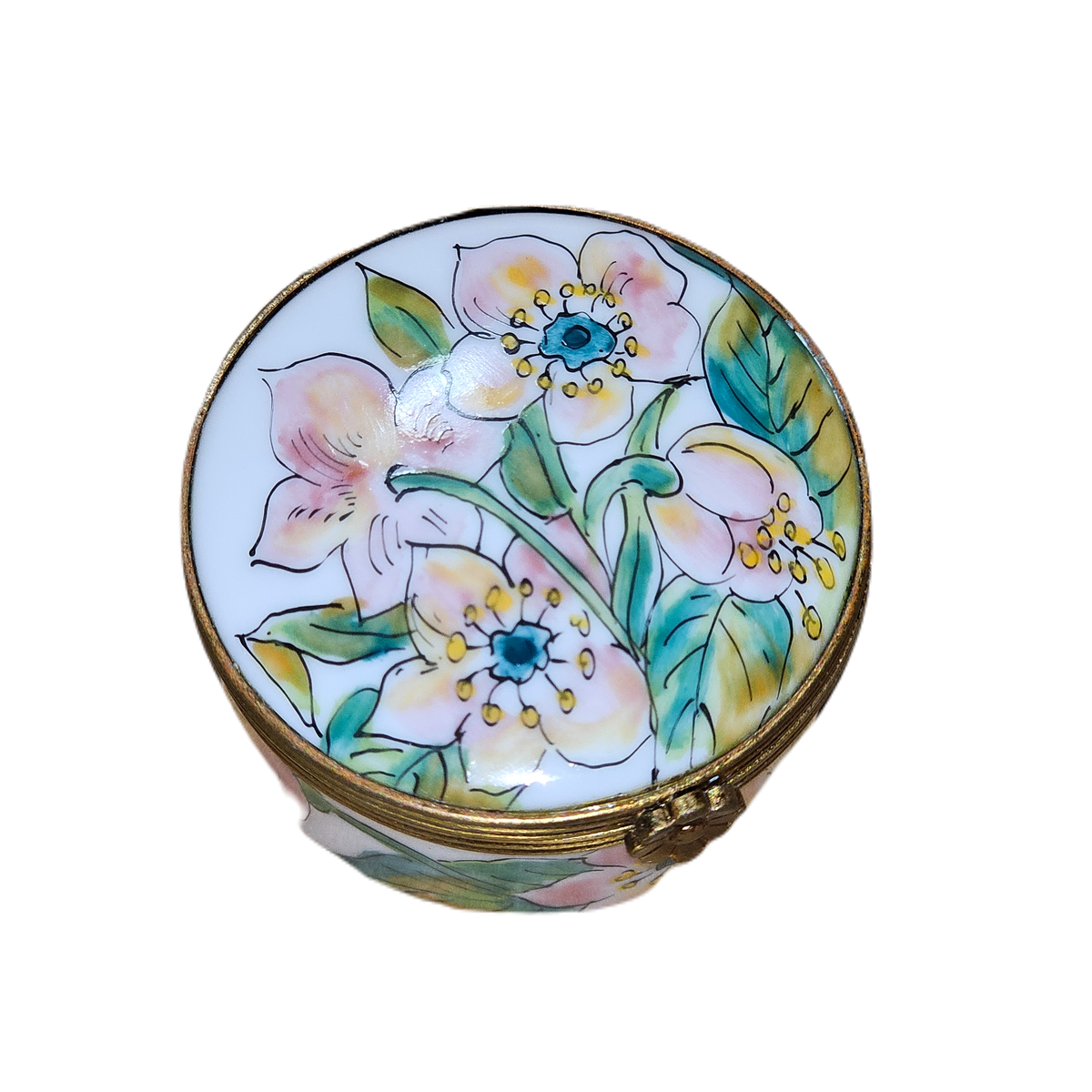 Pink Flowers With Leaves Round Box, view 3