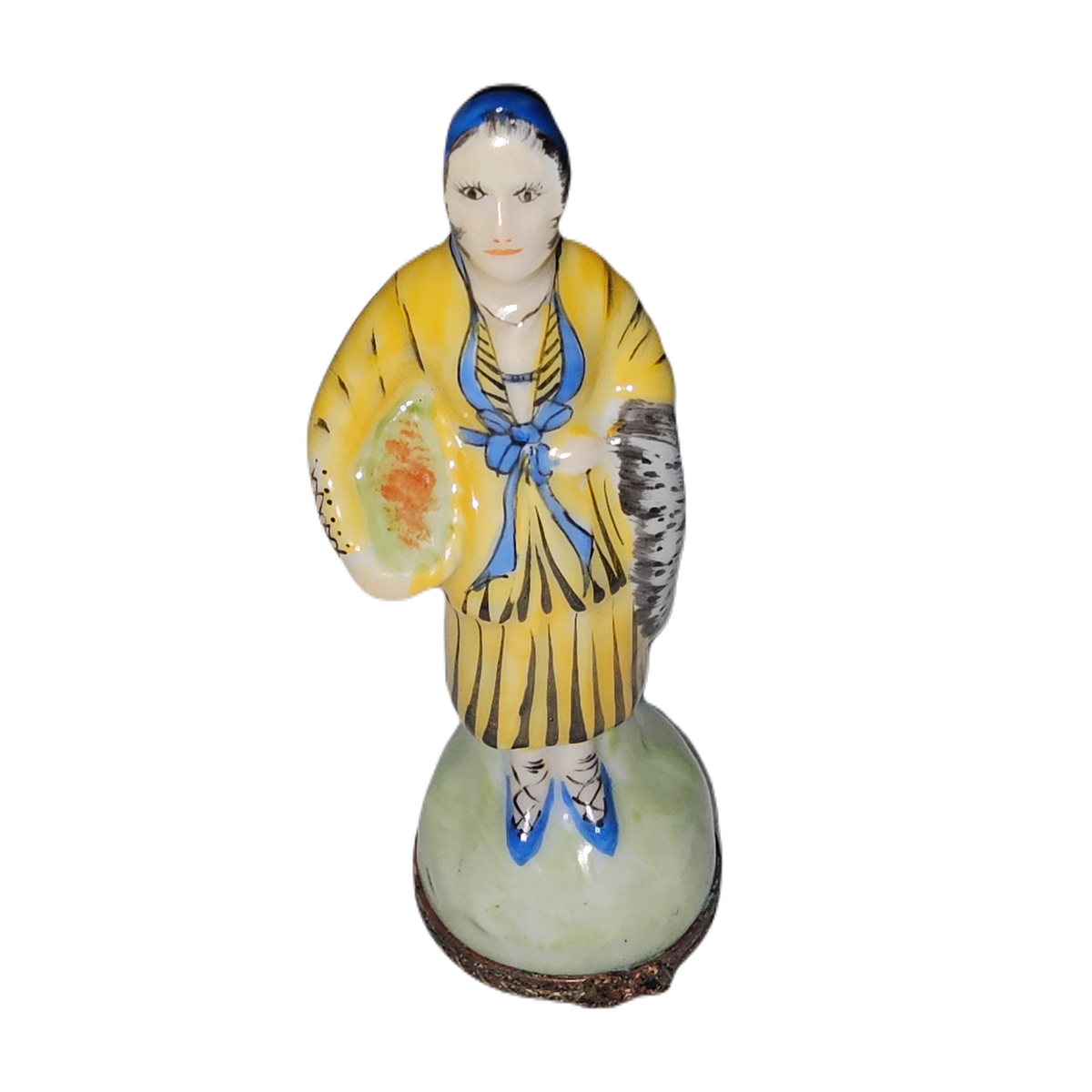 Peasant Woman W Food Figurine for Collectors Limoges Box, a hand-painted Limoges porcelain gift