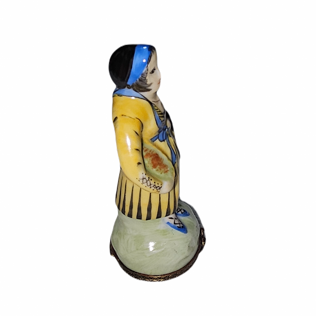 Peasant Woman W Food Figurine for Collectors Limoges Box, view 2