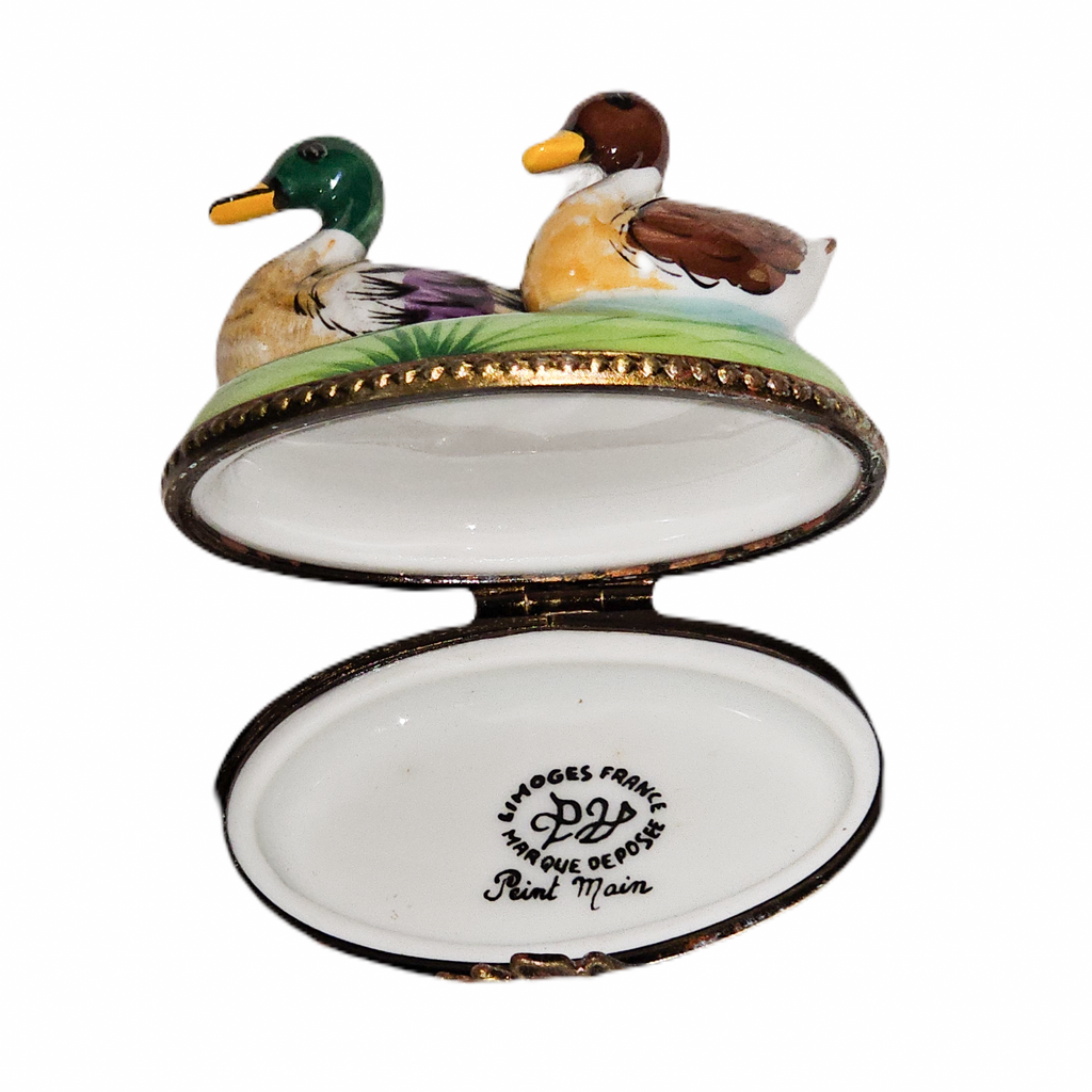 Ducks Swimming Limoges Box Collectible, view 2