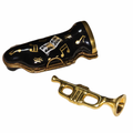 Trumpet in Case PV Delight for Music Lovers, a hand-painted Limoges porcelain gift