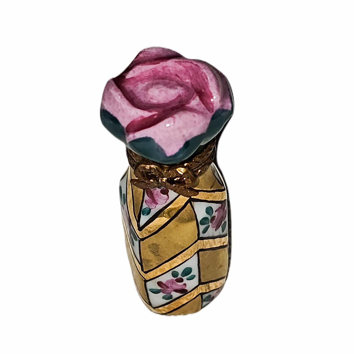 Rose on Perfume on Gold Limoges Box, view 4