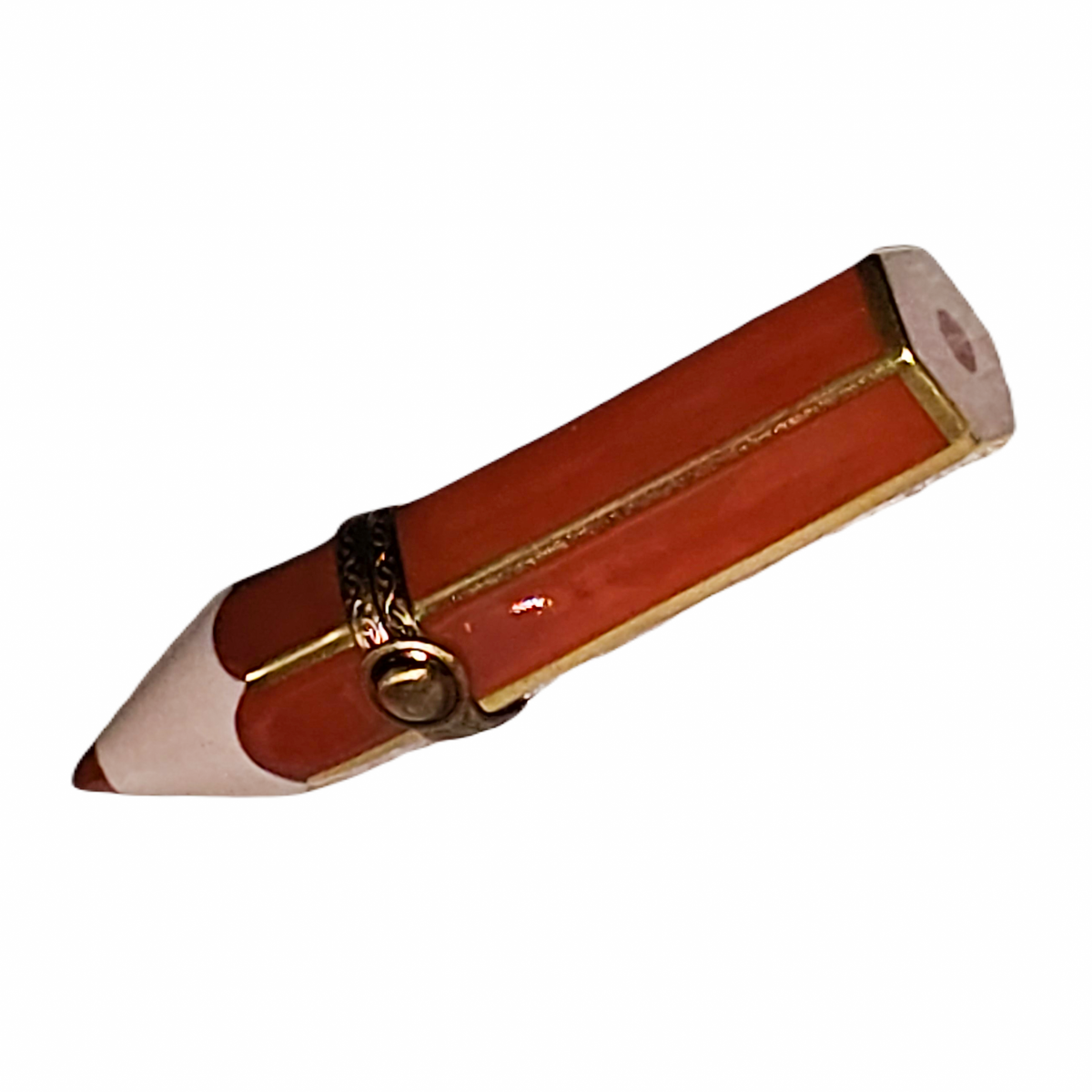 Vibrant Red Pencil Limoges Box for Collectors, a hand-painted Limoges porcelain gift
