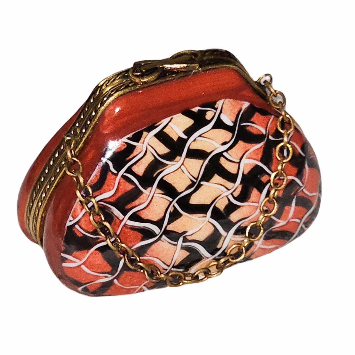 Elegant Python Purse for Fashionistas, a hand-painted Limoges porcelain gift