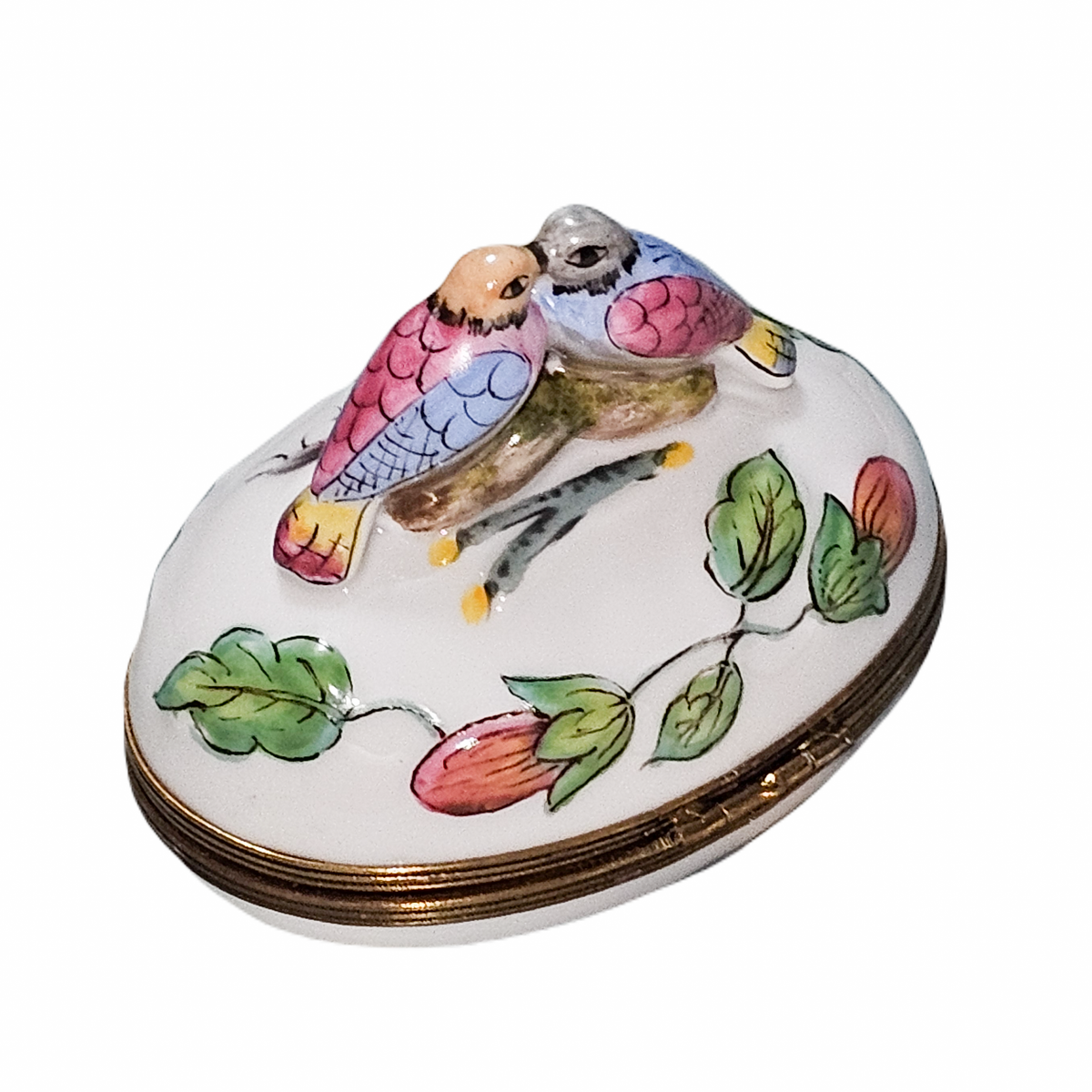 Love Birds on Nature with Eggs Limoges Box, view 3