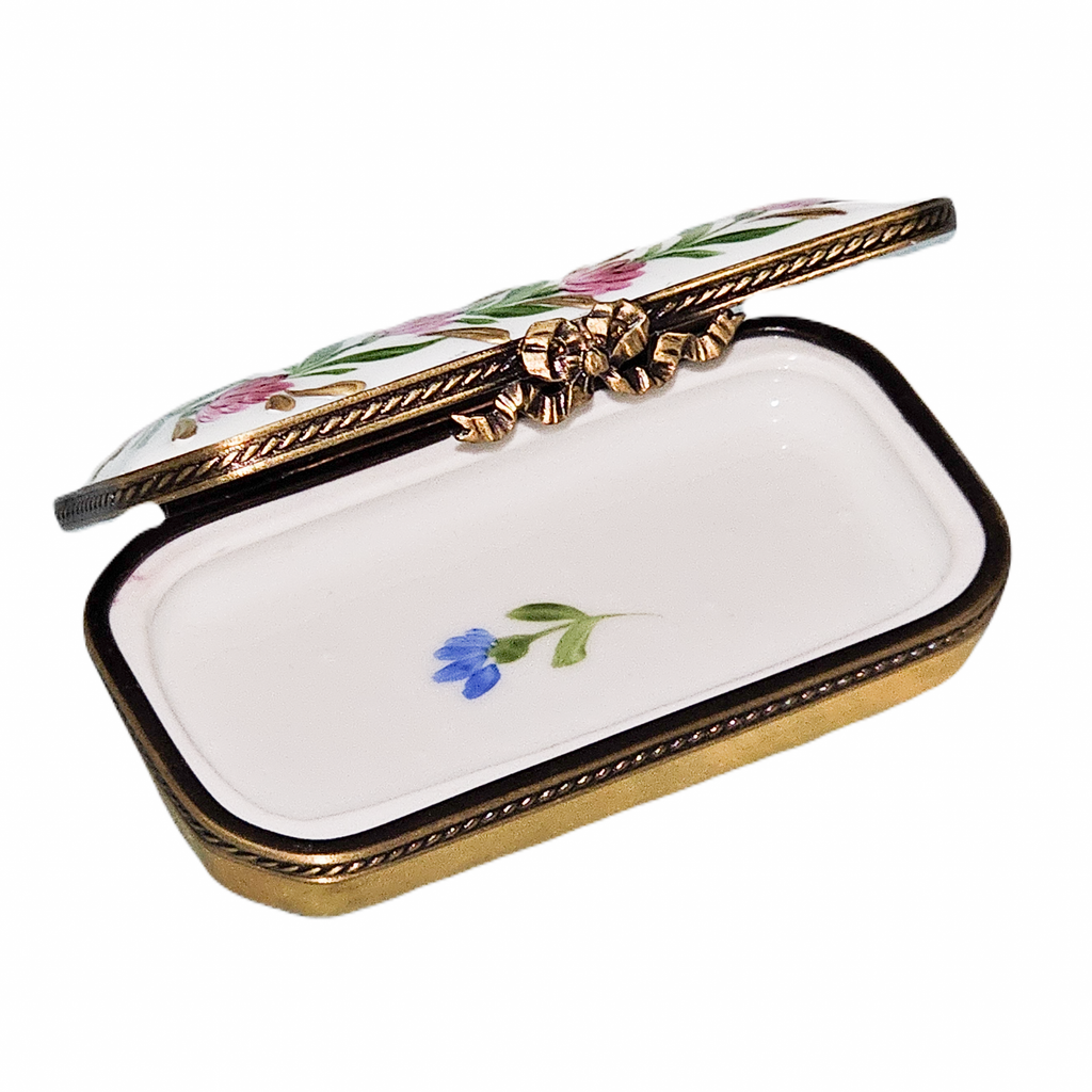 Pink Flowers Rectangle Flat Limoges Box, view 2