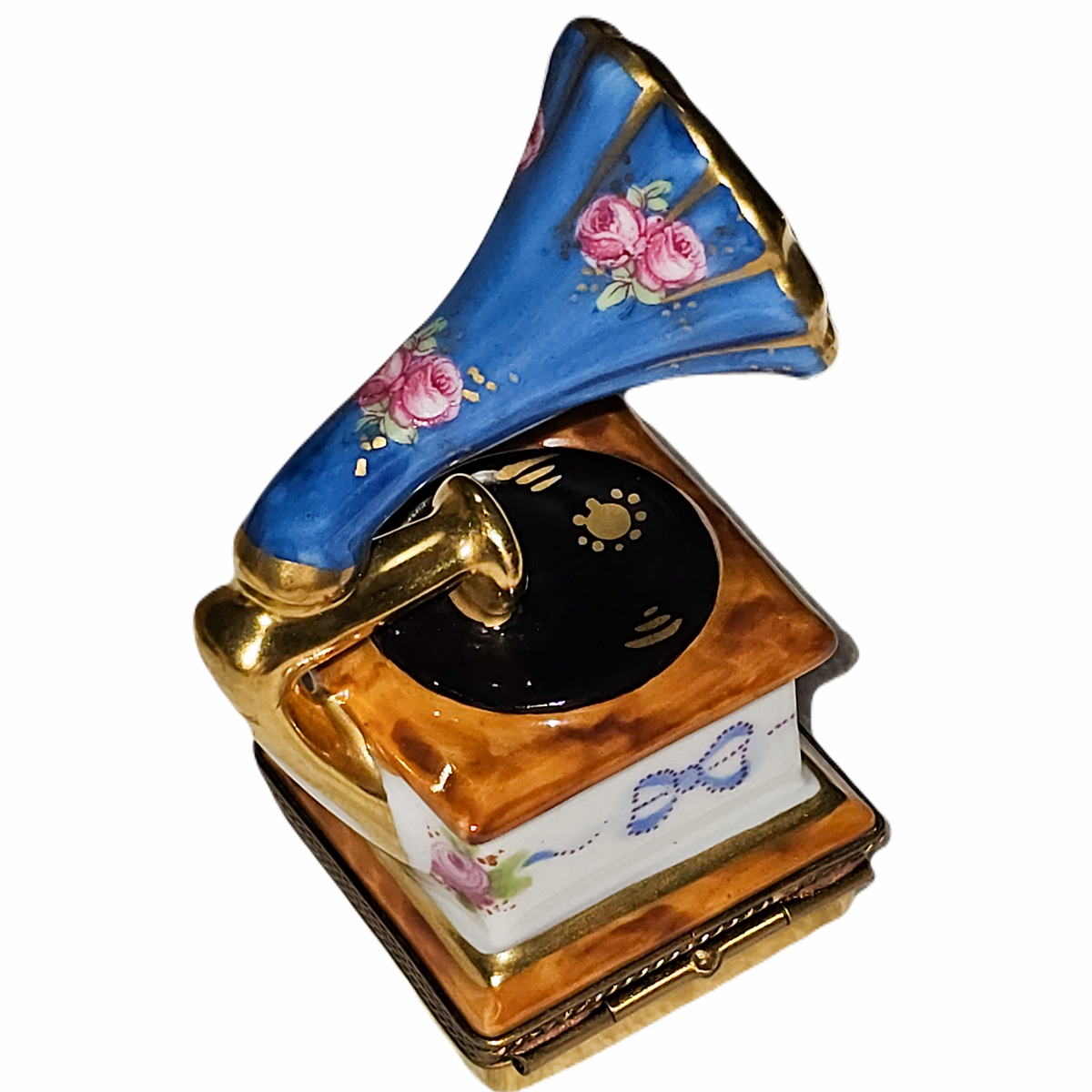 Blue Floral Gramophone Treasure for Music Lovers, view 3