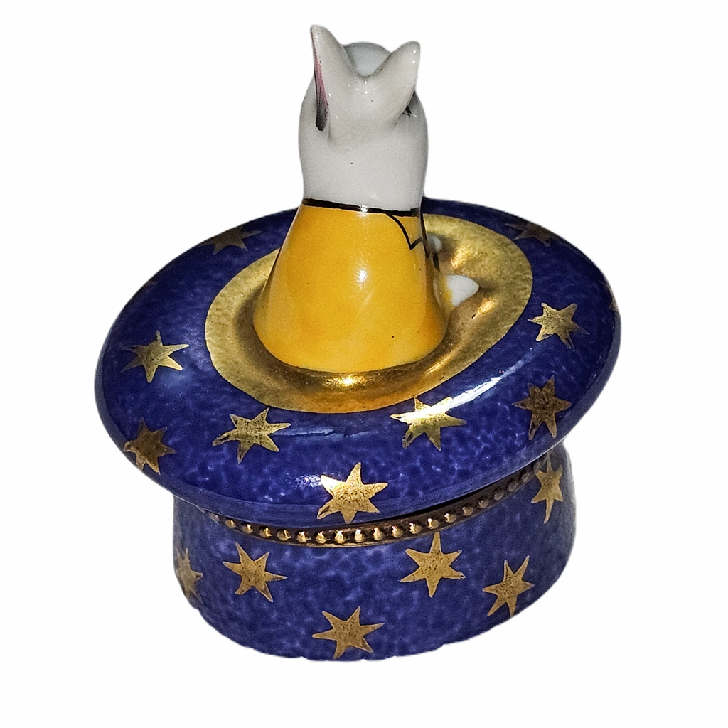 White Rabbit in Blue Magic Hat Limoges Box, view 4