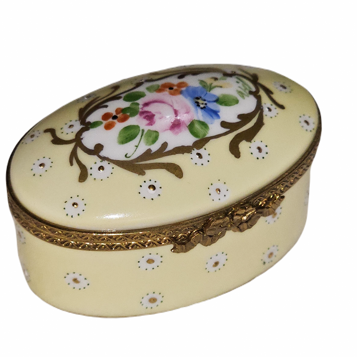 Light Blue Flowers Decor Main Limoges Box, a hand-painted Limoges porcelain gift