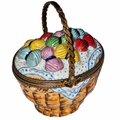 Basket of Yarn for Crafters Colorful Sewing Knitting, a hand-painted Limoges porcelain gift