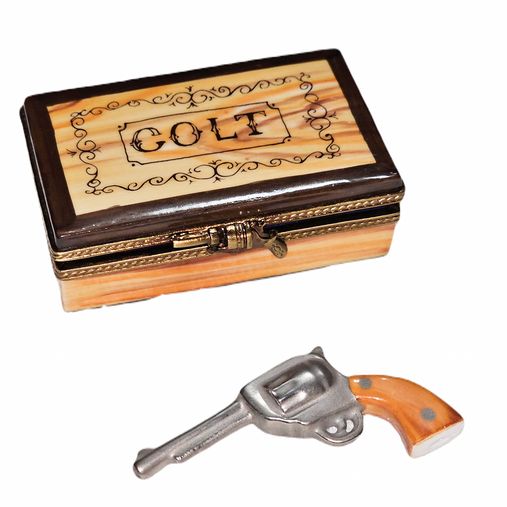 Colt Gun in Case Limoges Box for Collectors, view 2