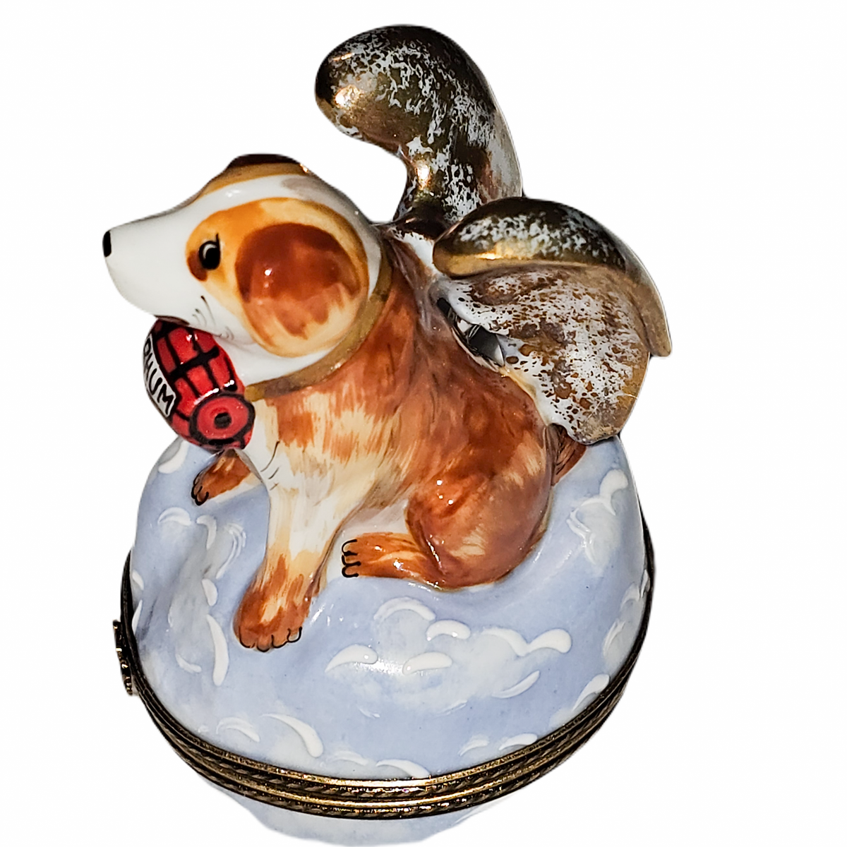 Treasured French collectible: Angel Dog Rescue Limoges box, painted by hand