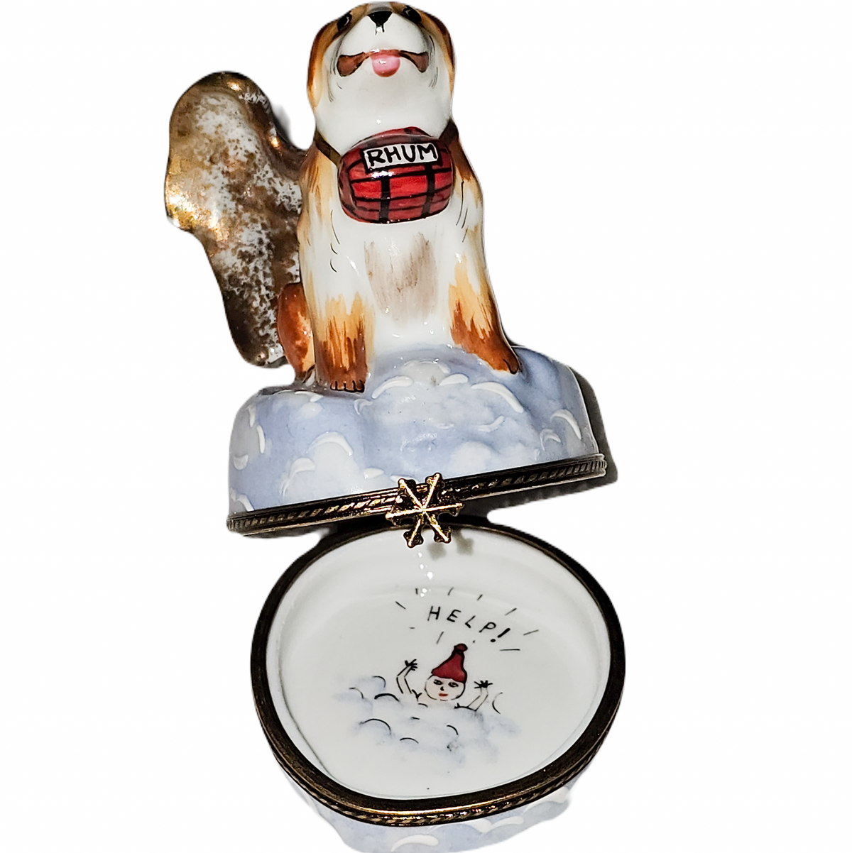 The painter's artistry shows on this Angel Dog Rescue Limoges box