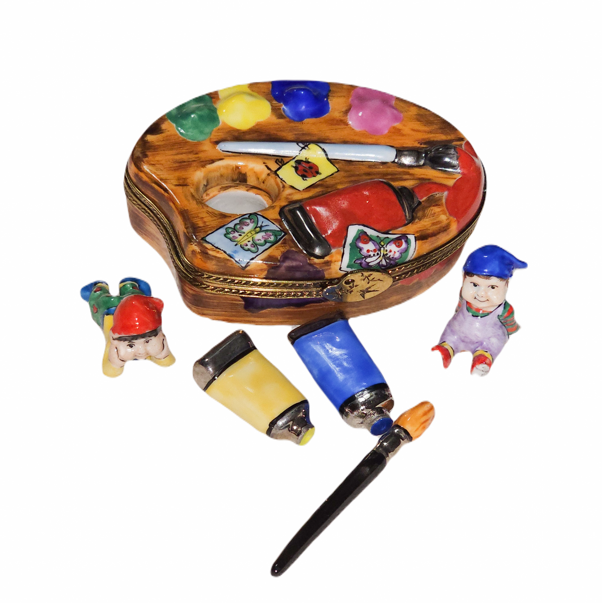 Whimsical Elves W Art Paint Pallet Elf Limoges Box, view 3