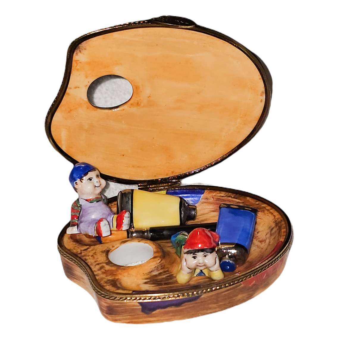 Whimsical Elves W Art Paint Pallet Elf Limoges Box, view 2