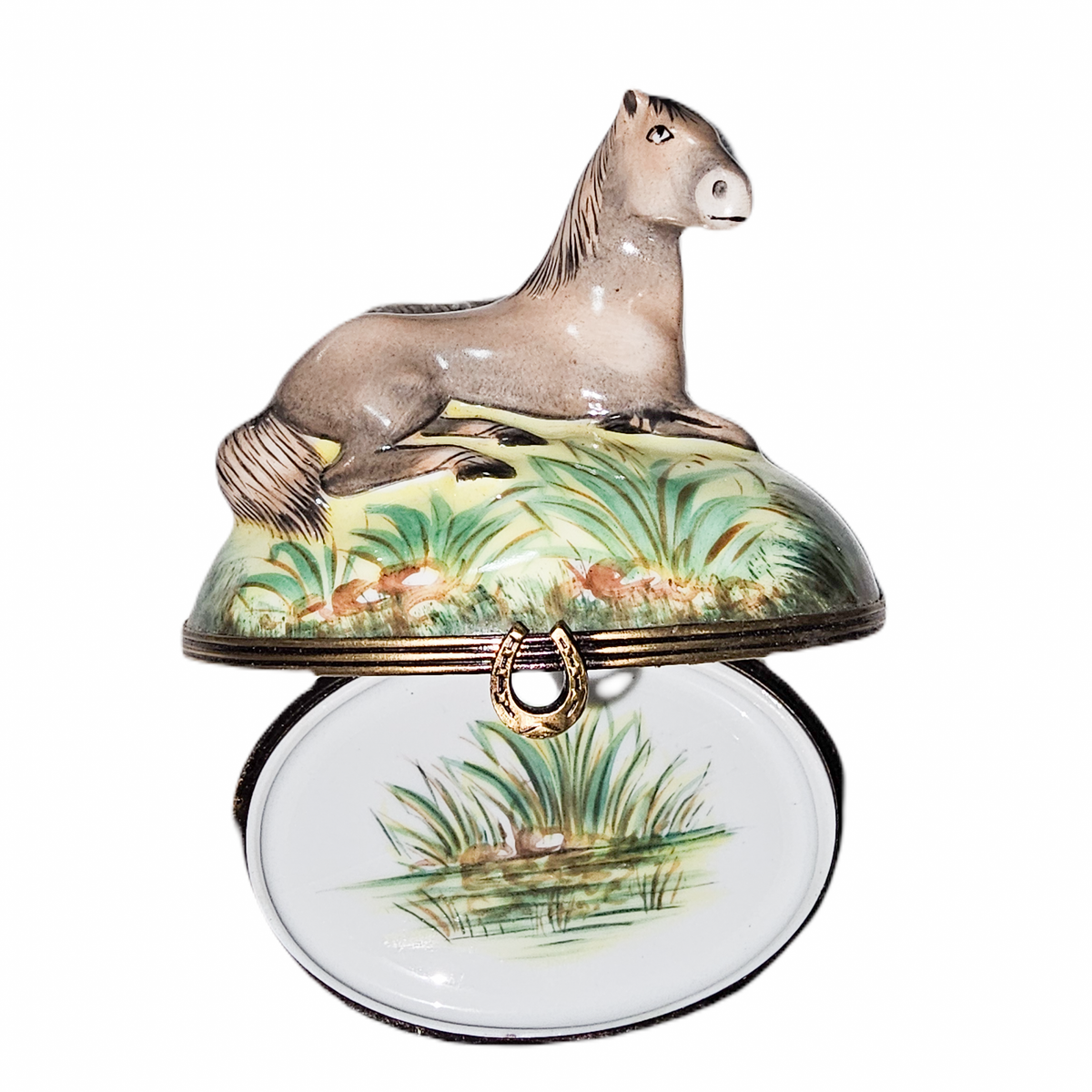 Horse on Grass Limoges Box for Collectors, view 2