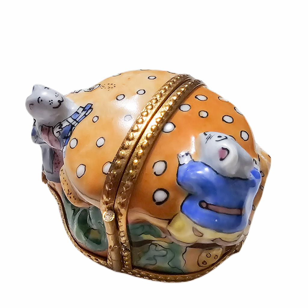 Triple Hinged Mice with Cheeseburger Limoges Box, view 5