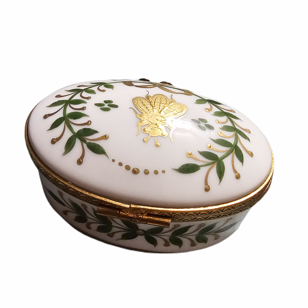 Emperor Green Leaves Oval W Gold Bee, view 3