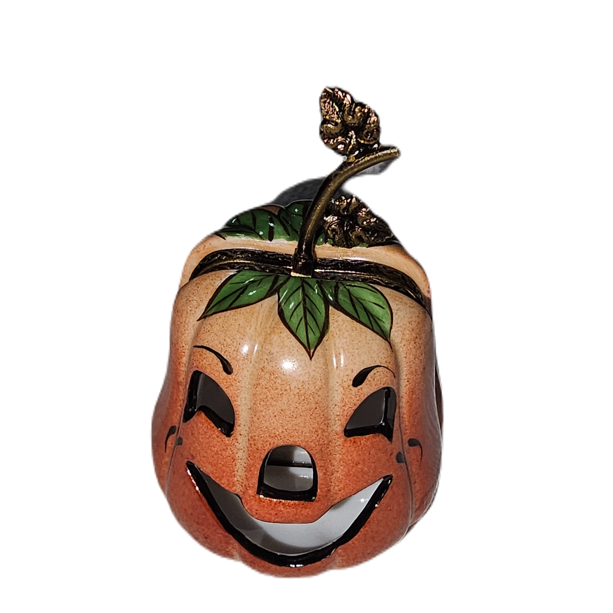 Limoges Boutique presents the Jack-o'-Lantern Happy Halloween, a genuine Limoges box painted by hand in France