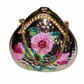 Silver Purse w Flowers Limoges Box, a hand-painted Limoges porcelain gift