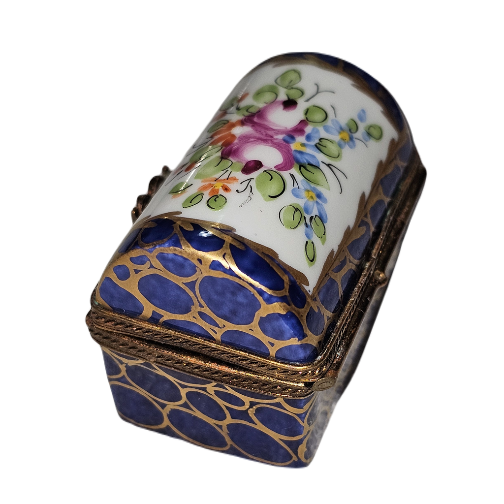 Dark Blue Chest with Flowers & Gold Trim, view 4