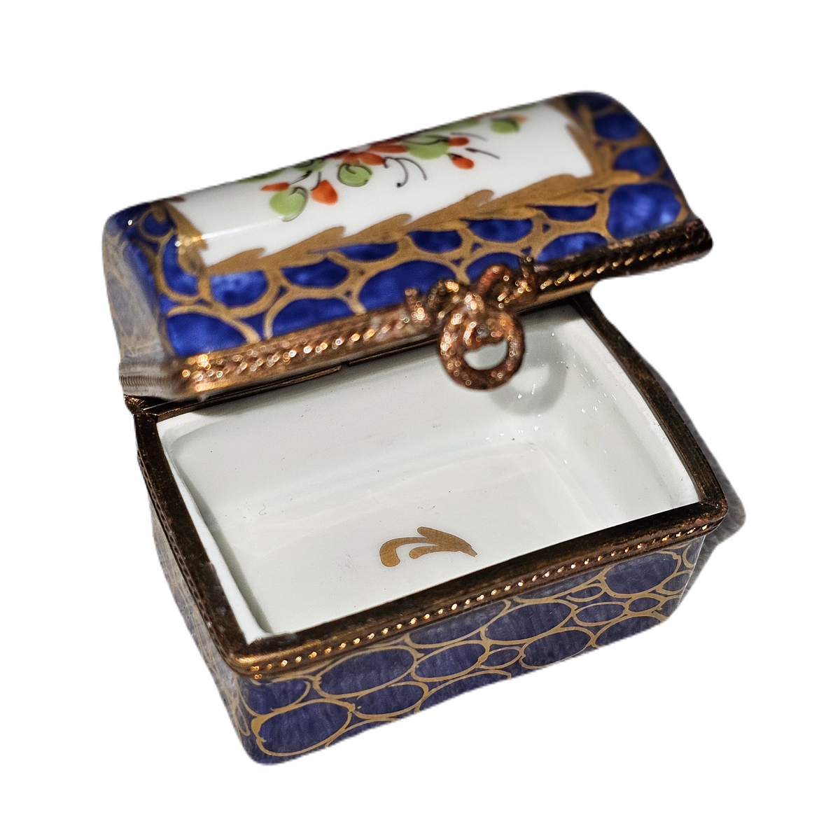 Dark Blue Chest with Flowers & Gold Trim, view 2
