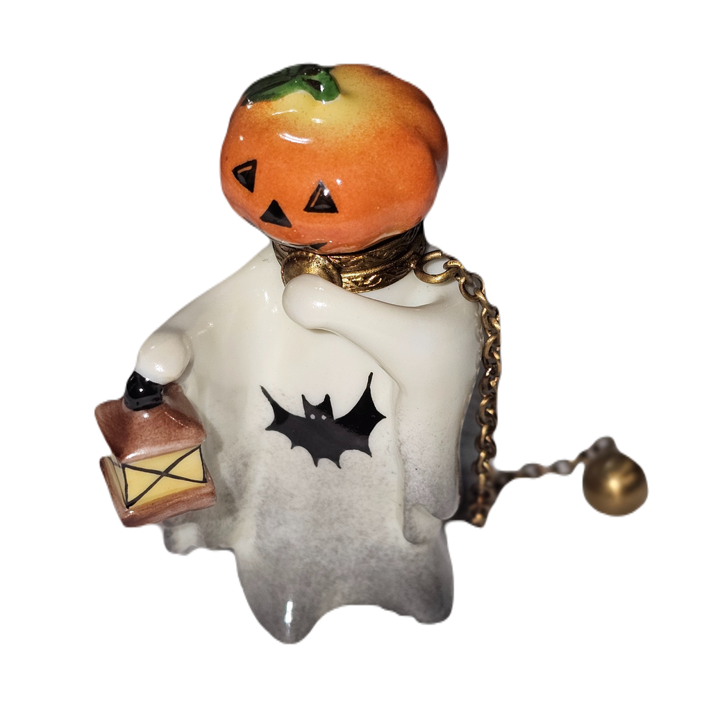 Authentic Jack O Lantern Head Ghost Limoges box, hand-painted in France, from Limoges Boutique