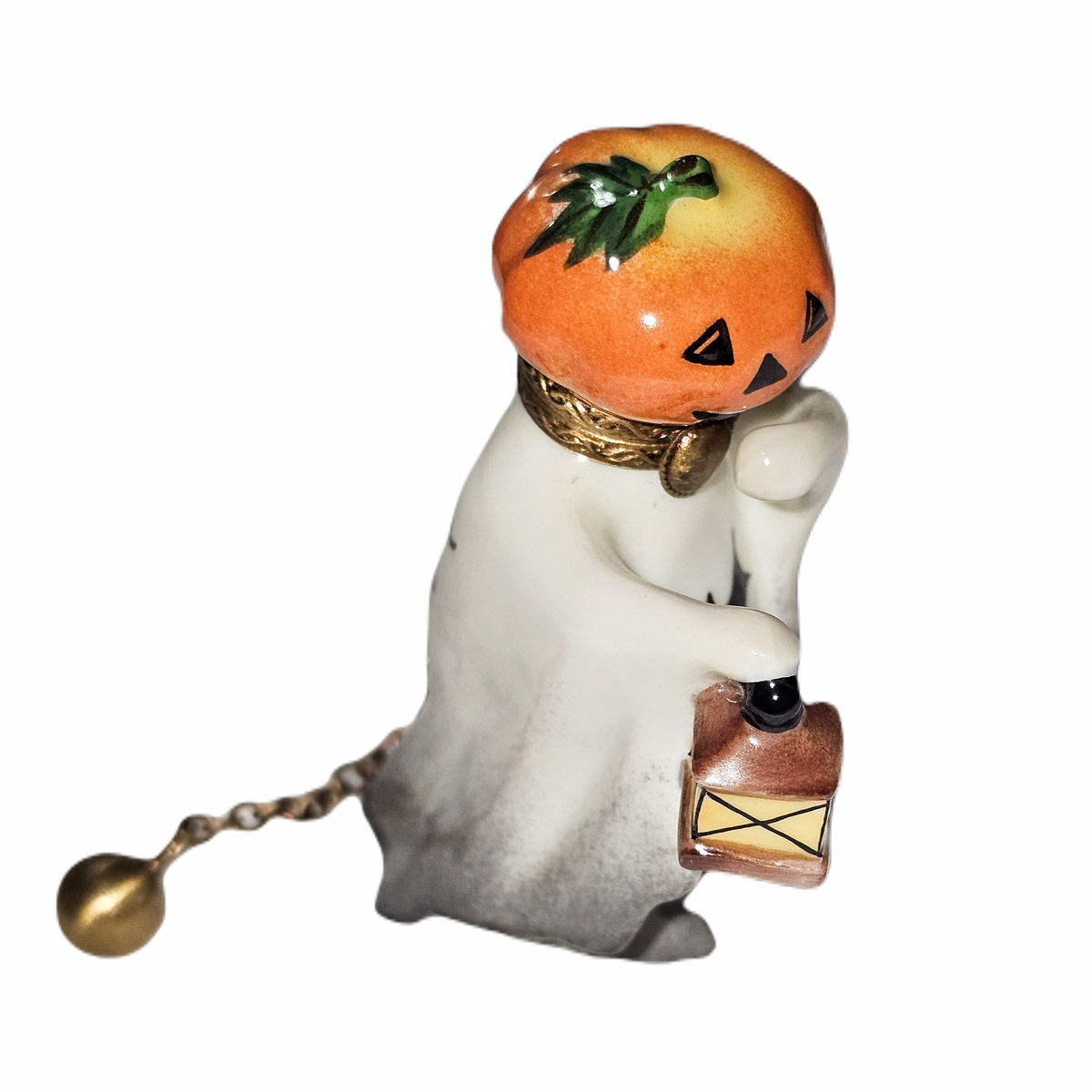 Hand-painted Jack O Lantern Head Ghost Limoges box, French artistry for lovers of fine art