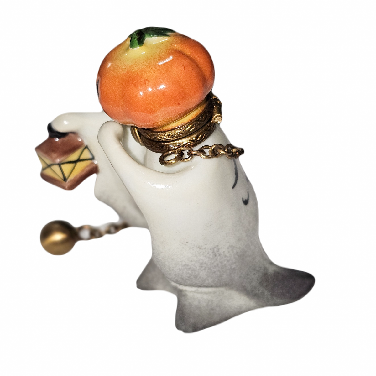 Jack O Lantern Head Ghost Limoges box painted by hand in Limoges, France, a gift to treasure