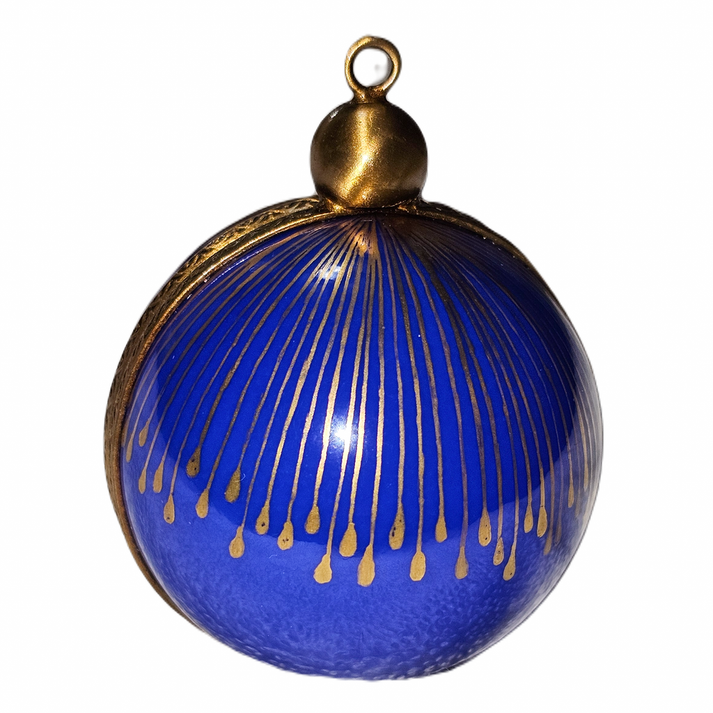 Unsigned Elegant Blue Christmas Limoges Ornament, view 4
