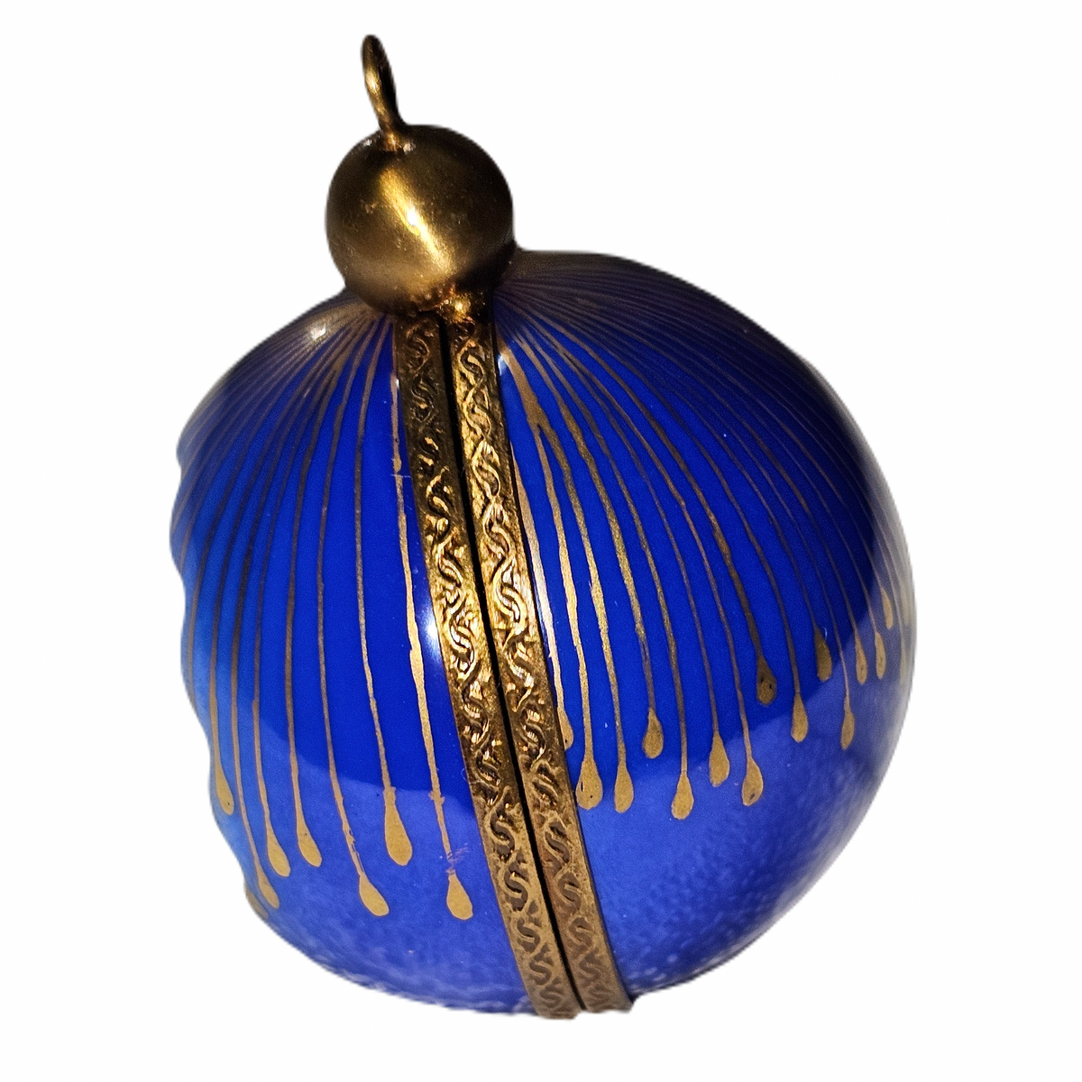 Unsigned Elegant Blue Christmas Limoges Ornament, view 3