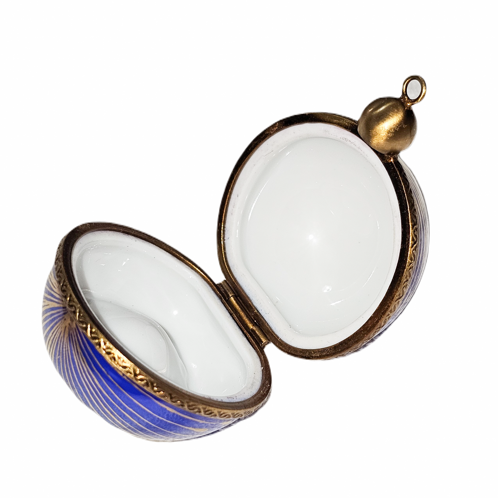 Unsigned Elegant Blue Christmas Limoges Ornament, view 2