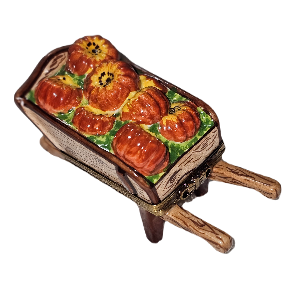 Limoges Boutique presents the Rochard Wheelbarrow Filled with Pumpkins Autumn