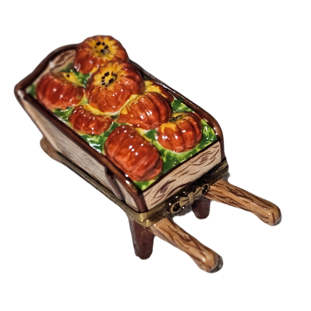 The Wheelbarrow Filled with Pumpkins Autumn, a Limoges keepsake with true French charm