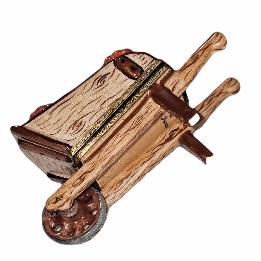 Wheelbarrow Filled with Pumpkins Autumn Limoges box, an heirloom-quality piece for collectors