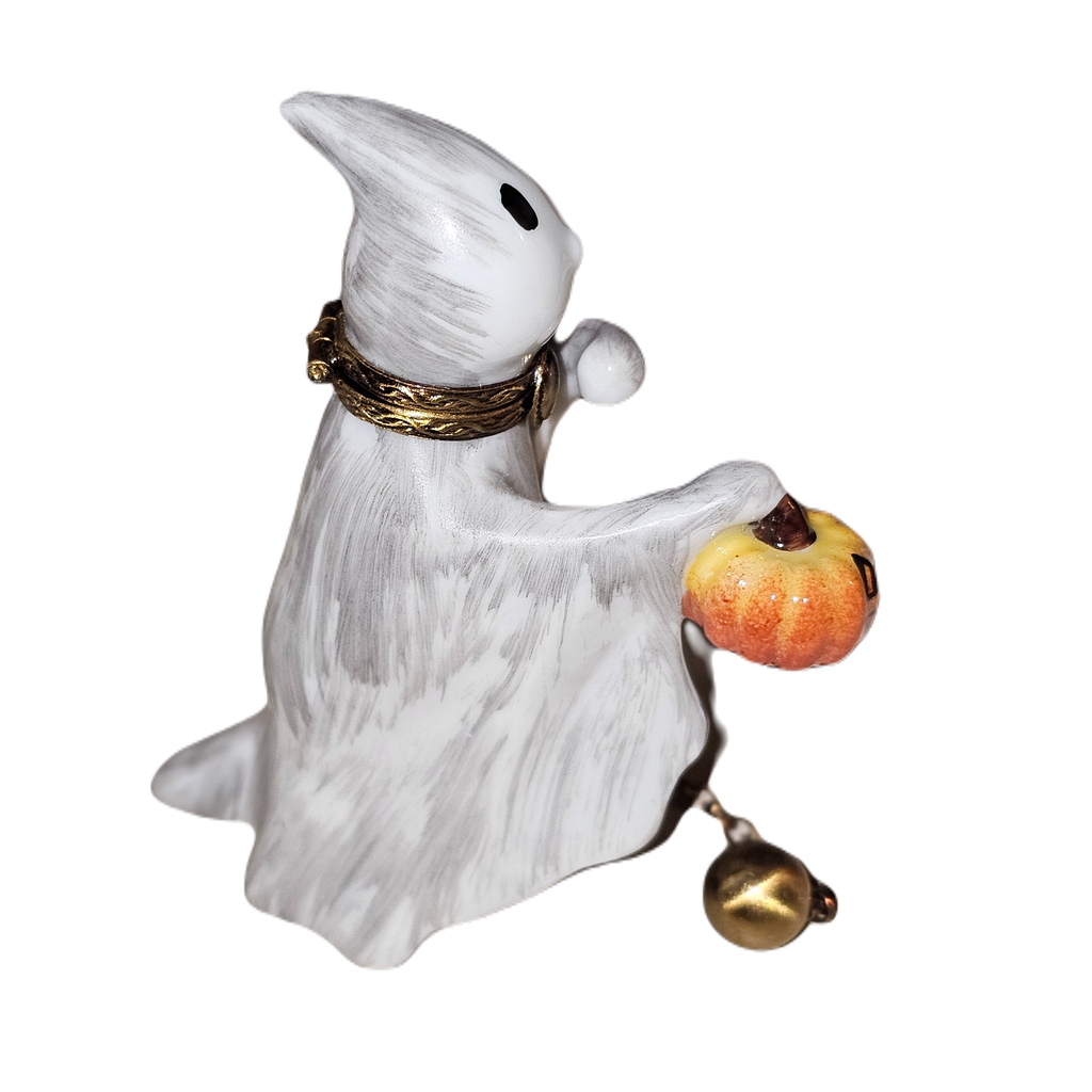 Ghost Holding Jack O Lantern Limoges Box Halloween, view 3