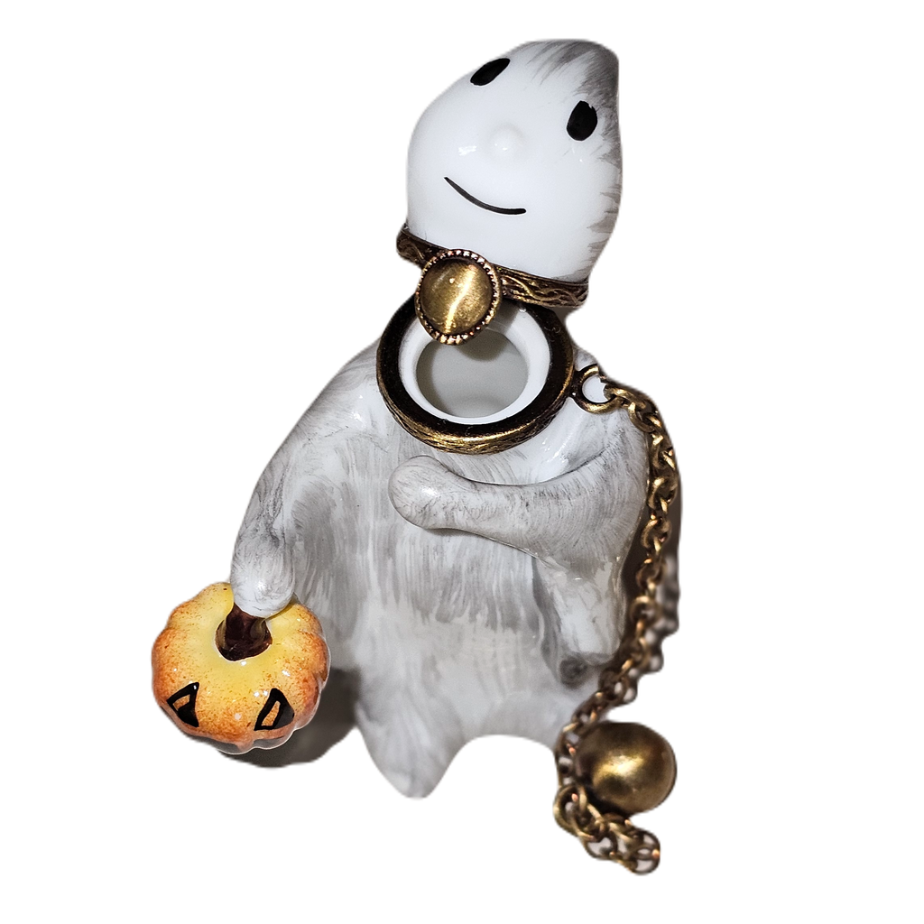 Ghost Holding Jack O Lantern Limoges Box Halloween, view 2